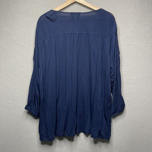 Haute Hippie Tribe Boho Style Blue Button-Down Blouse Behati 1X Womens Top Made - Picture 6 of 6